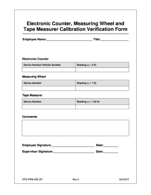 Measuring Wheel Calibration  Form