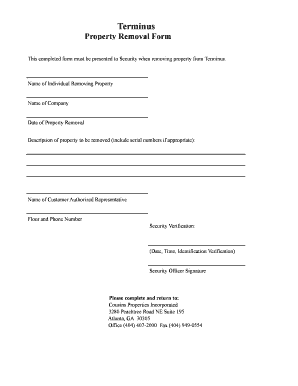 Property Removal Form