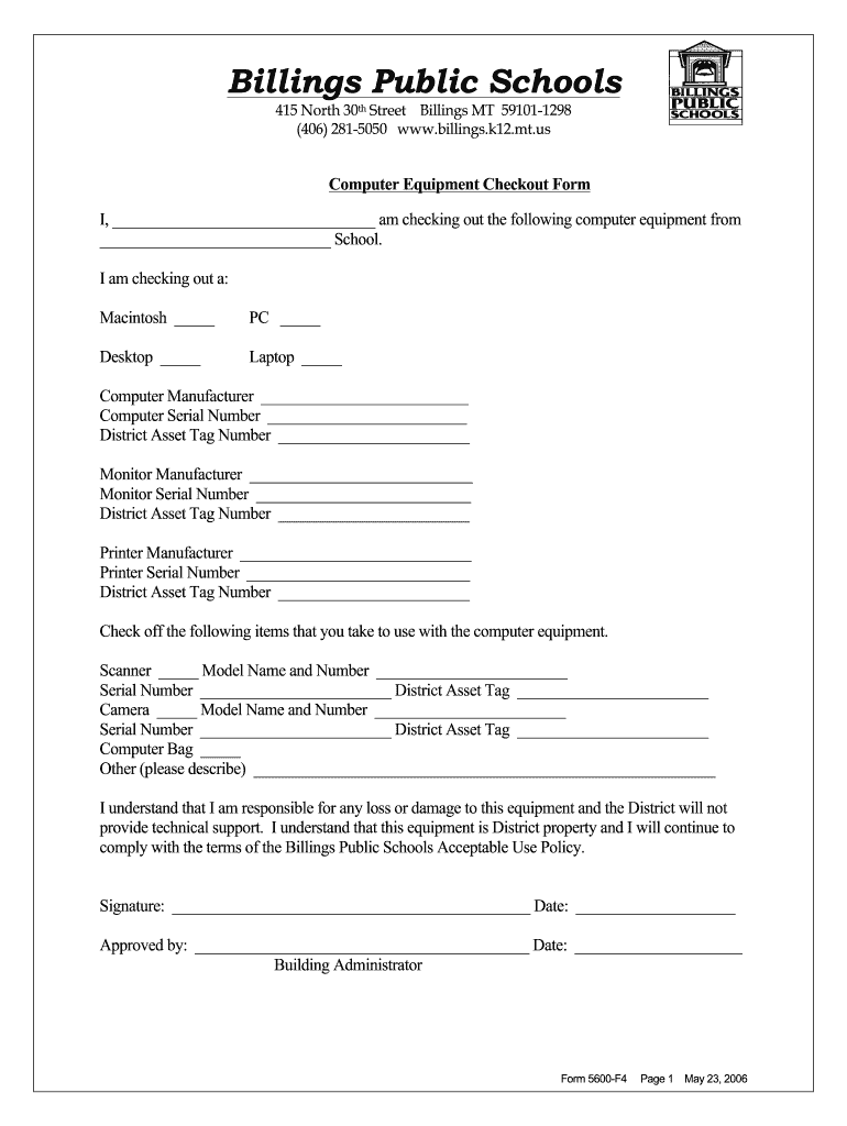  Computer Check Out Form 2006-2024
