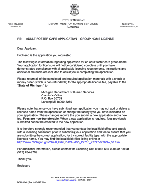 BCAL 1049, AFC Group Application Packet Michigan  Form