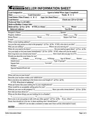 Seller Lead Sheet  Form