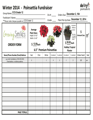 Winter Poinsettia Fundraiser Coaldale Christian School  Form