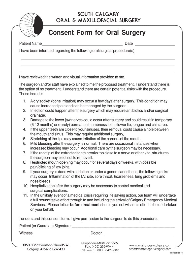  Consent Form for Dental Treatment 2010-2023
