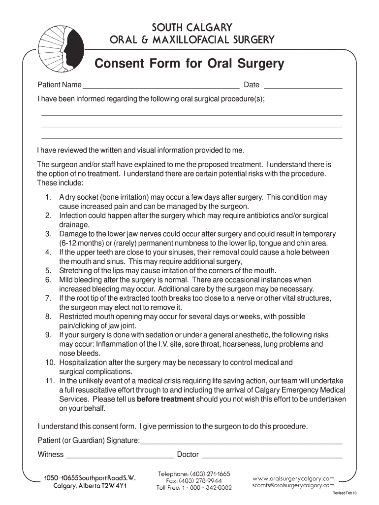  Consent Form for Dental Treatment 2010-2024