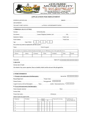 Edumbe Municipality Vacancies  Form