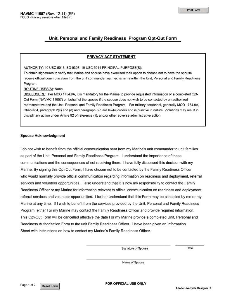 Navmc 11657  Form