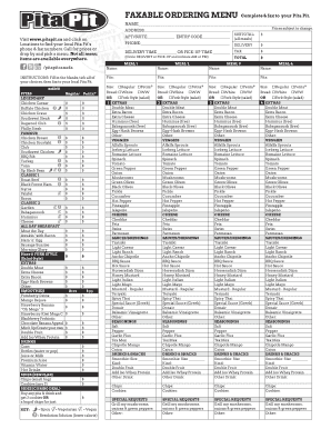 Pita Pit Order Form