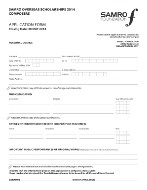 Samro Registration Fee  Form