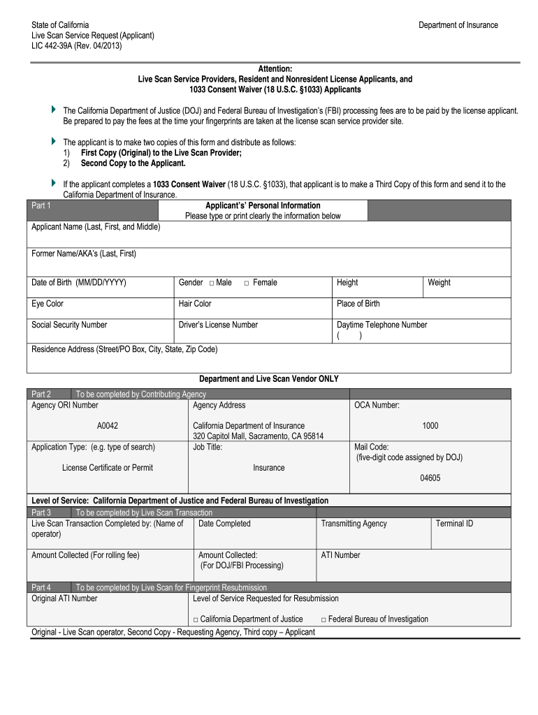  Lic 442 39a Form 2013-2024