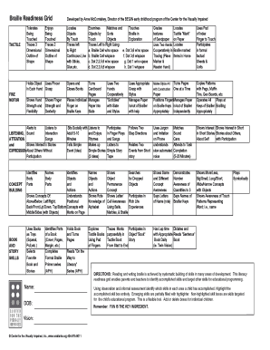 Braille Readiness Grid  Form