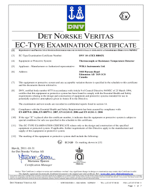 Certificate DNV 10 ATEX 88843X DOC  Form