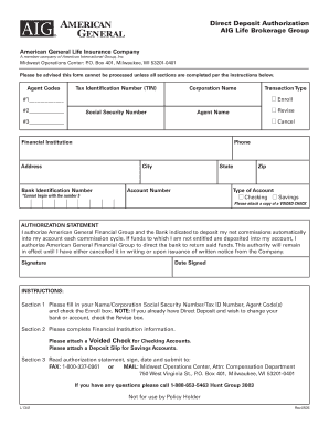 Aig Direct Deposit Form