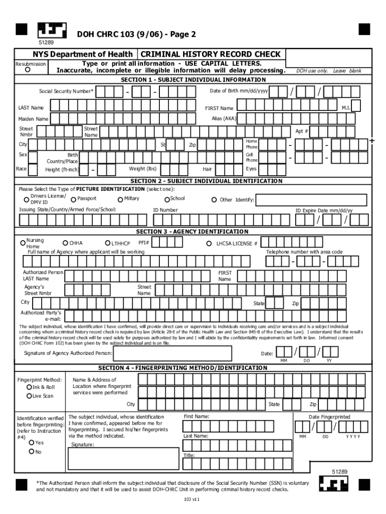 Get and Sign Printable Doh Chrc 103 2006-2022 Form