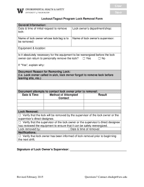 Loto Lock Removal Form