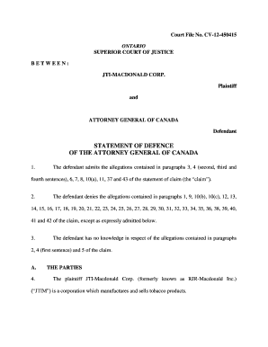 Defence Statement Template Word  Form