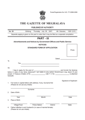 Standard Form Meghalaya