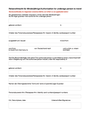 Reisevollmacht  Form