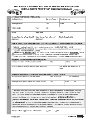  Mv 220 Title Search Form Wyoming Department of Transportation Dot State Wy 2014
