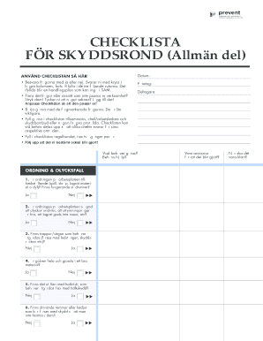 CHECKLISTA F R SKYDDSROND Allm N Del Prevent  Form