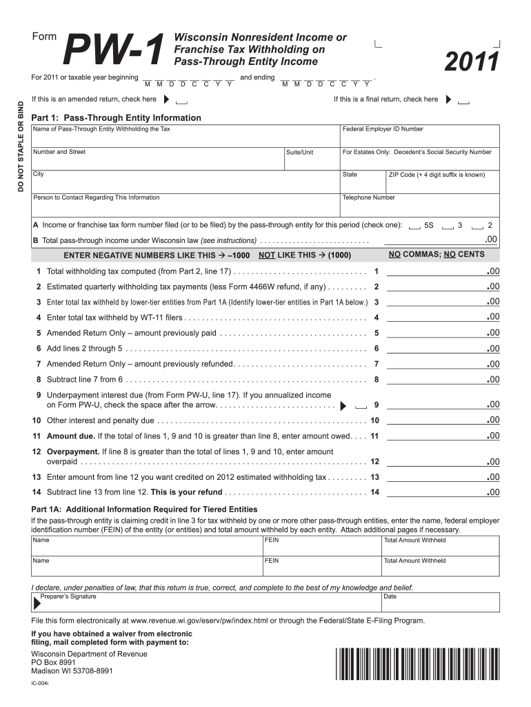 Get and Sign Pw 1  Form 2011-2022