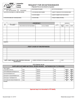 Email to Coustomer for Deviation Form