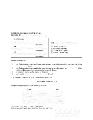 Parenting Plan Washington State Courts Courts Wa 2009