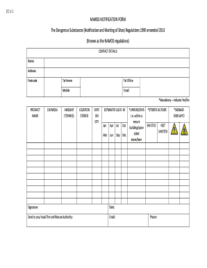 Namos Notification Form