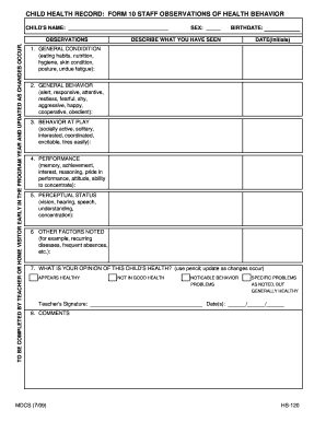 HS 120 Staff Observations of Health Behaviorxls  Form