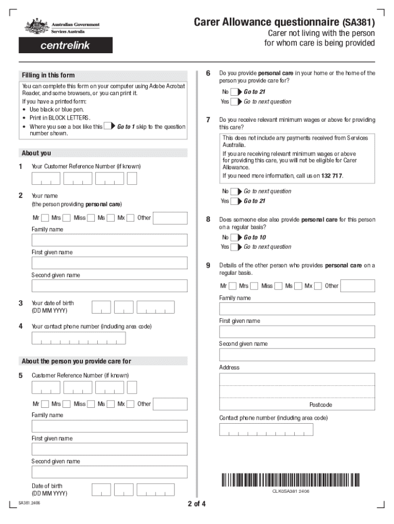  Carer Allowance Questionnaire 2022