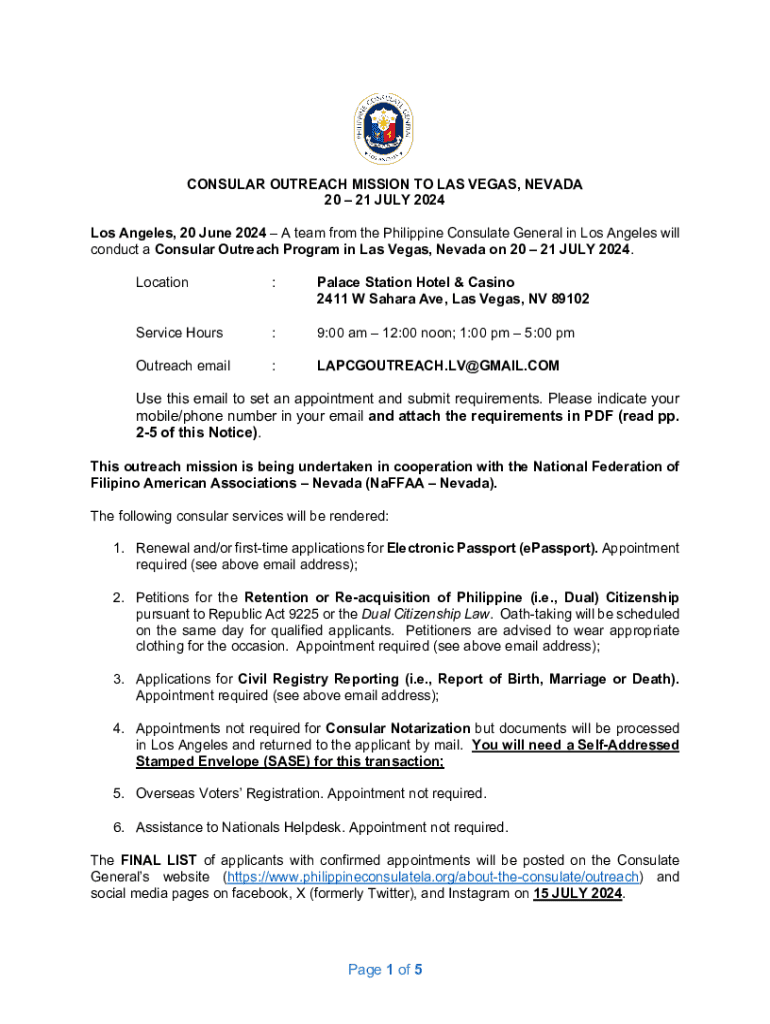  Philippine Consulate Outreach Notice 2024-2026