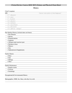 RMC M3 Refresher H&amp;P Form