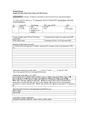 Michelle Hyman Sample Nutrition Chart Form Using