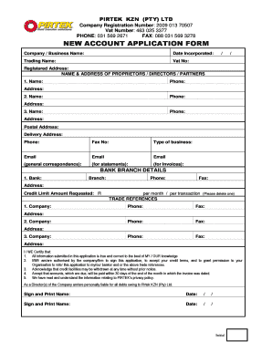 Jet Account Application Form