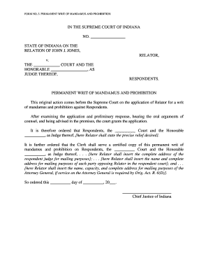 Permanent Mandamus  Form