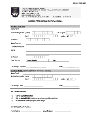 Bahagian Rekod Pelajar Dan Konvokesyen Uitm  Form