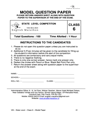 English Marathon  Form