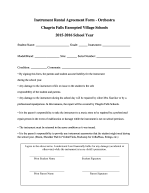 Instrument Rental Agreement Template  Form