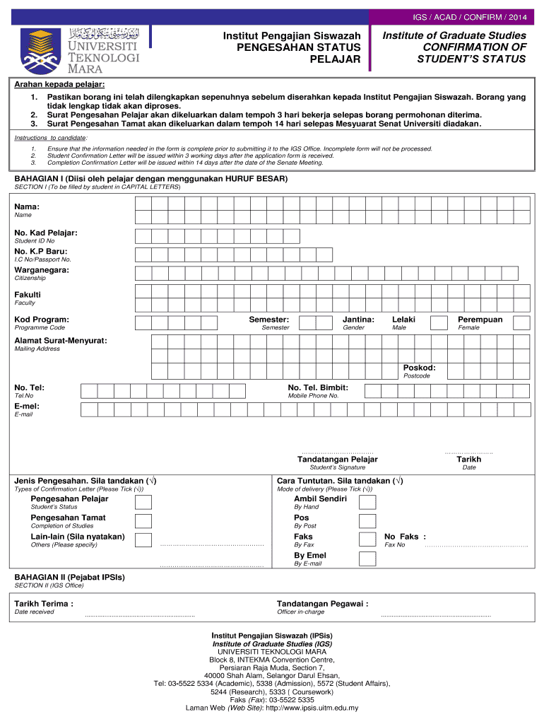 Cara Mohon Transkrip Uitm / Borang permohonan surat pengesahan pelajar 3.