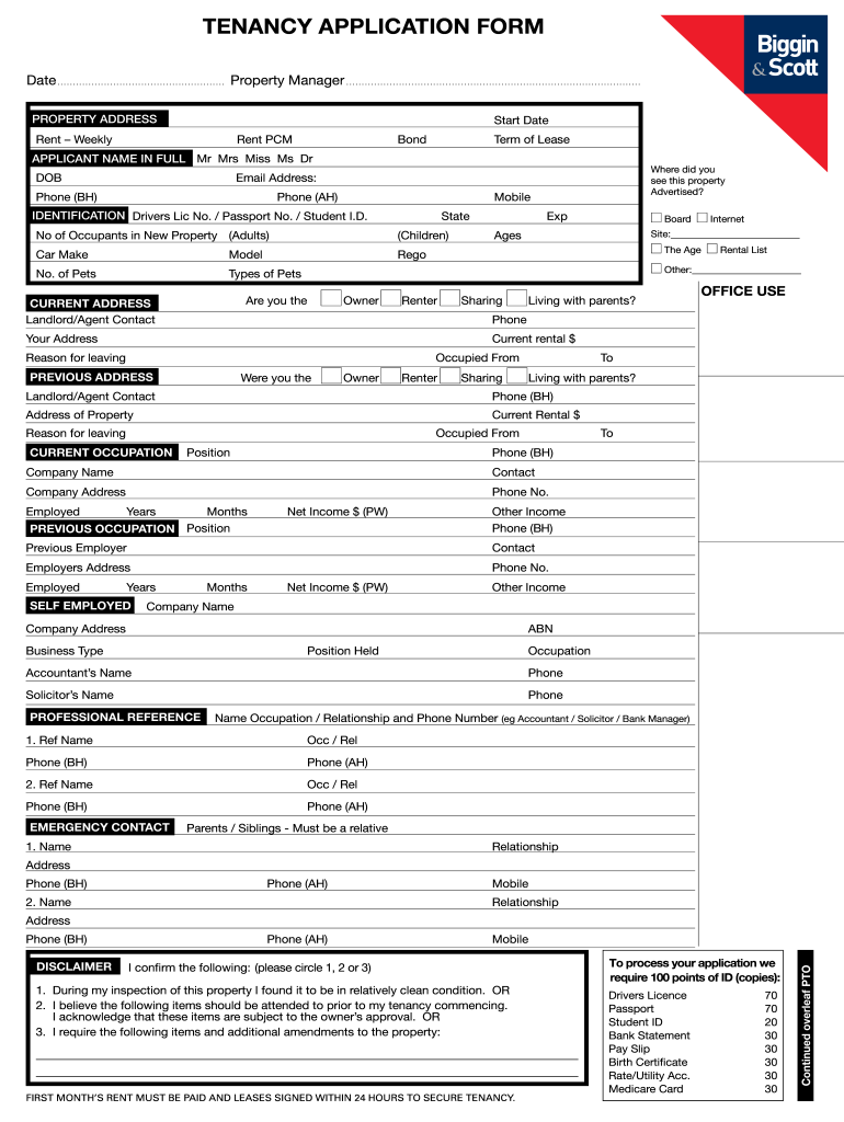 Biggin Scott Rental Application  Form