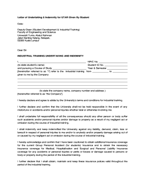 Letter of Undertaking and Indemnity Sample  Form