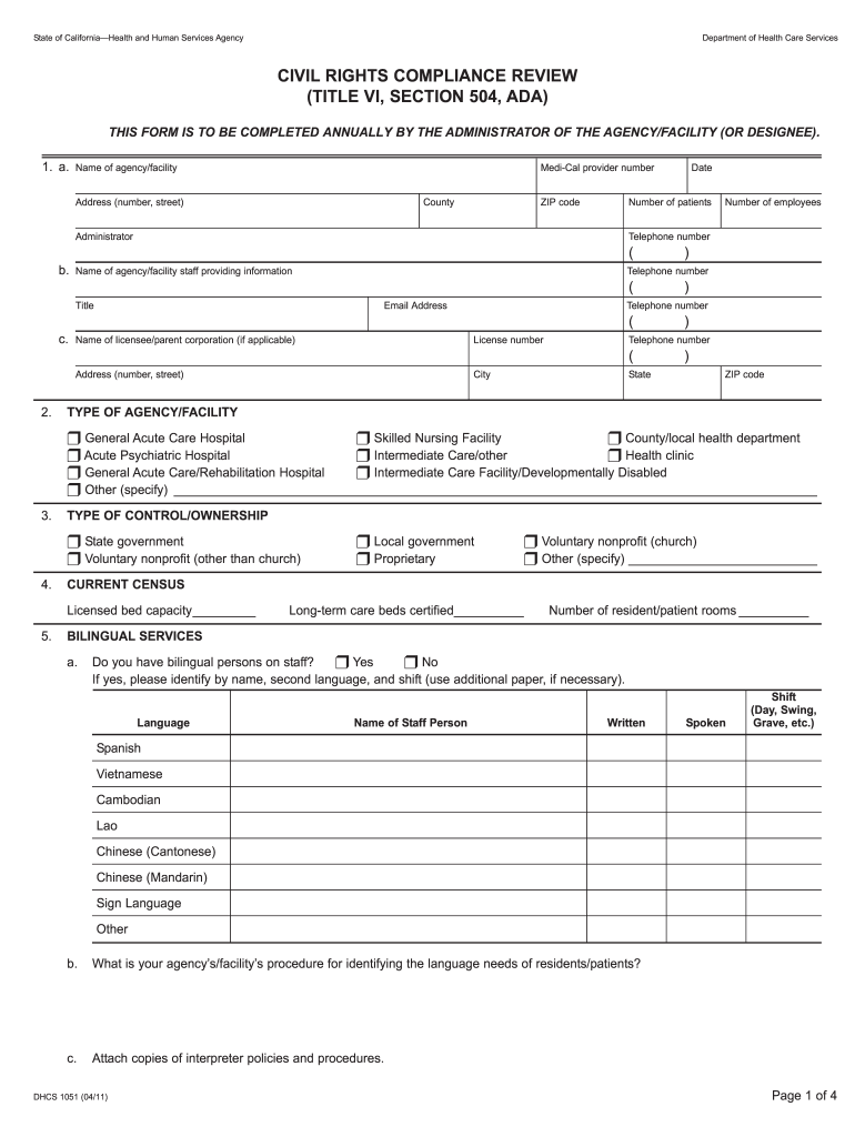 Dhcs Forms 1051