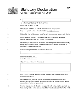 Statutory Declaration Template Word Document Uk  Form