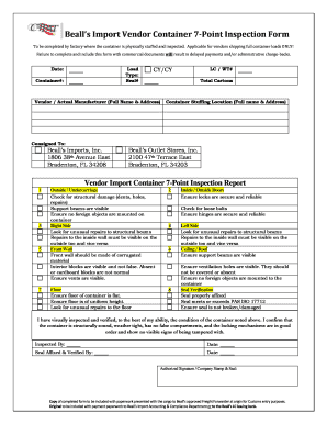 Container Checklist Excel  Form