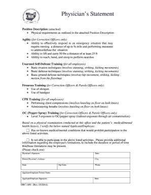 Physicians Statement DRC1481 8 2009doc Drc Ohio  Form