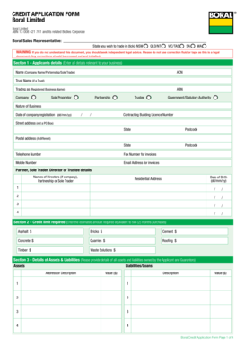 Boral Credit Application  Form
