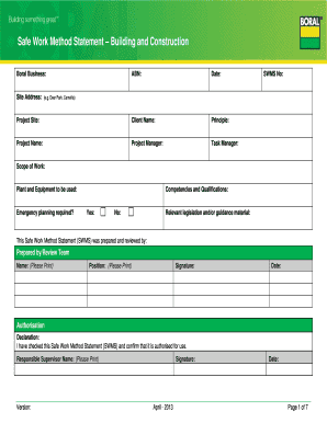 Safe Work Method Statement Form