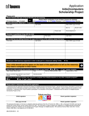 Kids Computers Scholarship Project  Form