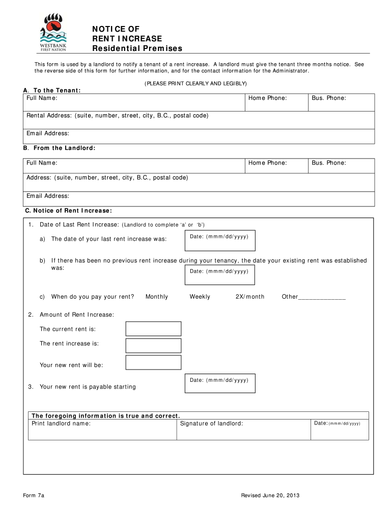 Get and Sign RENT INCREASE 2013-2022 Form