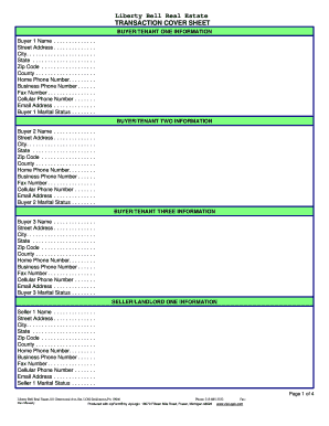 TRANSACTION COVER SHEET Liberty Bell Real Estate  Form