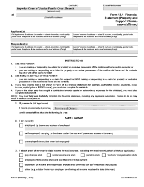 Form 13 Financial Statement